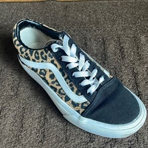 Black & Cheetah Custom platform Vans